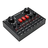 Gaming Audio Mixer, Kompaktmixer, Live Streaming Soundkarte BT 8 Modi Voice Changer Sound Mixer Board mit 16 Soundeffekten für Podcast Game Voice (BLACK)