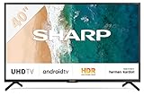 SHARP 40BN6EA Android TV 101 cm (40 Zoll) 4K Ultra HD LED Fernseher (Smart TV, Harman Kardon, Dolby Atmos) [Modelljahr 2019], Schwarz
