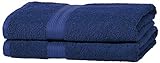 Amazon Basics Handtuch-Set, ausbleichsicher, 2 Badetücher, Königsblau, 100% Baumwolle 500g/m²