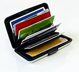 MAXBOX - Kreditkartenetui Alu schwarz, bietet RFID & NFC Schutz, Kreditkartenhalter Metall, EC Karten Box für bis zu 12 Karten