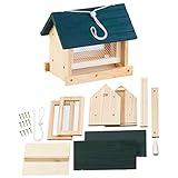Royal Gardineer Vogelfutterhaus Bausatz: Vogel-Futterhaus-Bausatz, mit Silo, Echtholz, zum Aufhängen, 11-teilig (Vogelhaus Futterhaus Bausatz, Futterhäuschen Bausatz, Kinder Spielzeug)