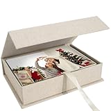 Hiwhy Foto Aufbewahrungsbox 10x15 cm, Leinen-Fotobox, Erinnerungsbox zur Aufbewahrung von Fotos, Bildern, Urkunden, Scrapbooking-Zubehör, Andenken und Schmuck Beig