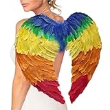 Papagei Kostüm Damen, Engelsflügel Erwachsene Feder Flügel Kostüm Federflügel - Engel Amor Papagei Kostüm Black Swan Feenflügel Himmlischer Bote Christkind Accessoire Mottoparty