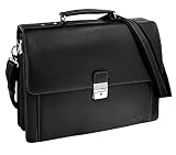 Fa.Volmer® Herren Echt-Leder Business-Tasche für Notebook | Schultertasche | Schwarz (Schwarz)