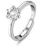 KALVICA 925 Sterling Silber Ringe für Damen Verstellbarer Verlobungsring mit Weiß Zirkonia Engagement Ring Trauringe Eternity Promise Ringe for Coup