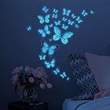 ALEGRE® 25 Stück Wandtattoo Schmetterlinge Leuchtend, Wandtattoo Leuchtend Schmetterling Wandaufkleber, Schmetterling Deko Wandsticker, Luminous Schmetterling Sticker für S