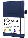 Passwortbuch mit alphabetischen Tabs - Hardcover Internet Adressen & Passwort Organizer - Passwort Keeper Notebook für Computer & Website - 13,2 x 19,3 cm Log-in Passwort Journal mit dickem Papier