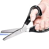 Stoffschere Zickzackschere, Profi Schneiderschere Zackenschere für Stoffe zum Nähen Meterware, Edelstahl Zickzack Schere mit Komfortgriff für Kinder Erwachsene Papierschere B