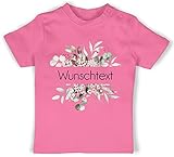 Baby T-Shirt Mädchen Jungen - Aufdruck selbst gestalten - Wunschtext I Geschenk personalisiert I Geschenk Weihnachten - 12/18 Monate - Pink - Text Pflanzen t- Shirt Name Bedrucken liebling