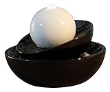 Zen'Light Zen Flow Zimmerbrunnen mit LED-Beleuchtung, aus Keramik, schwarz/weiß, 23 x 23 x 18 cm