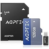 AGPTEK 128GB Karte mit Kartenleser, TF Karte kompatibel mit Smartphone, GPS, Tablet PCs, Digitalkameras und jedem MP3, Schwarz und Blau