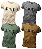 4er Pack Herren T-Shirt Vintage US Army mit Frontprint und Rundhalsausschnitt (2XL, Army Grunt 2)