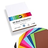 perfect ideaz • 50 Blatt Foto-Karton DIN-A4, 10 Farben, 300 g/m², MADE IN GERMANY