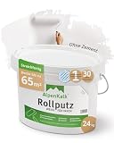 AlpenKalk® Allergiefreundlicher Rollputz innen fein - Hohe Deckkraft, Verarbeitungsfertig, Einfach - Roll- und Streichputz innen - 0,5mm Körnung [24 kg für ca. 65 m²]