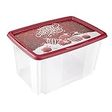 keeeper Aufbewahrungsbox mit Weihnachtsmotiv und Deckel, 55 x 39,5 x 29,5 cm, 45 l, Wika, Rot