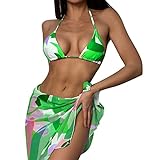 Bandeau Bikini Bikini-Set Damen Frauen Monokini Gepolsterter High Waist Bustier Hose Split Dreieck Cup Badeanzüge Strandmode Beachwear Cover-Up Transparent Carnival