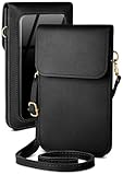 moex Handytasche zum Umhängen für ZTE Blade 10 Smart – Kleine Handtasche mit Handyfach und Sichtfenster, 2 zusätzliche Fächer - Handy Umhängetasche Damen, Onyxschw