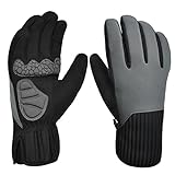 Handschuhe Herbst und Winter verdickt Fahrradhandschuhe Langfinger Touchscreen Wasserdicht Outdoor Warm Handschuhe Herren (Farbe: Grau, Größe: XL Code 23cm)