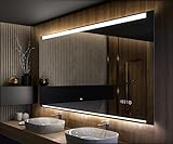 Badspiegel 170x50 cm mit LED Beleuchtung - Wählen Sie Zubehör - Individuell Nach Maß - Beleuchtet Wandspiegel Lichtspiegel Badezimmerspiegel - LED Farbe zu Wählen L130