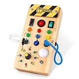 Hoarosall Montessori Spielzeug Busy Board mit LED Lichtschalter Activity Board Holzspielzeug ab 1 Jahr Motorikspielzeug Sensorik Spielzeug Lernspielzeug für Babys und Kleinkinder ab 1 2 3 4 Jahre