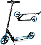 besrey Scooter Kickscooter Tretroller Klappbar Höhenverstellbar Roller für Erwachsene Kinder Teenager ab 8 Jahren City Roller mit 200MM Big Wheel - Blau