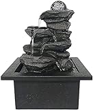 Tabletop-Brunnen 3-stufig Desktop Wasserbrunnen Deco Innen tragbares Tischtop Dekorative Zen Meditation Wasserfall-Kit for Büro- und Heimdekor-Desktop-Brunnen