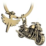 FABACH Motorrad Schlüsselanhänger mit Schutzengel - Geschenk Engel Schlüsselanhänger für Motorradfahrer - Geschenke Motorrad Schlüsselanhänger Glücksbringer Fahr vorsichtig