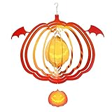 Kleine Windräder Metall 3D Wind Wind Rotierende Anhänger Dekoration Halloween Thema 3D Chimes Rotierende Dekoration & Aufhänger Solarlaterne Für Außen Wasserdicht (Multicolor, One Size)