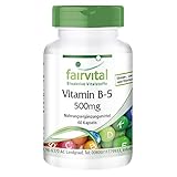 Vitamin B5 500mg - Pantothensäure Kapseln - HOCHDOSIERT - VEGAN - 60 Kapseln