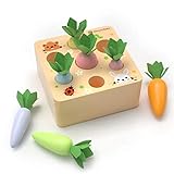 Karotte Holzspielzeug, Montessori Karotte Ernte, Kognitive Karotten Ernte Spiel Montessori Steckspielzeug mit 7 x Karotte, Lernspielzeug für frühkindliches Lernen, Vorschulerziehung (B)