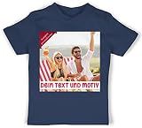 Baby T-Shirt Mädchen Jungen - Bild - Eigenem Foto Geschenk - 3/6 Monate - Navy Blau - zum selbst gestalten Shirt selber drucken t eigener Druck Fotodruck eigene Bilder online Bedruck
