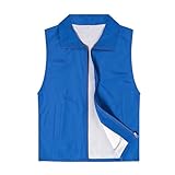 Luckywaqng Lange Westen Vest Lapel Sleeveless Pockets Zipper Placket Mesh Outdoor Vest Color Slim Fit Work Waistcoat Jacken Schwarz (Blue, M)