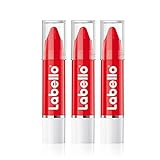 Labello Lips2Kiss Color Lip Balm Poppy Red im 3er Pack (3x 3g), Lippenpflege mit intensiver Farbe, Lippenstift mit echter Labello Pflege, rot