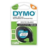 DYMO Original LetraTag Etikettenband| schwarz auf weiß | 12 mm x 4 m | selbstklebendes Kunststoff Schriftband | für LetraTag-Beschriftungsgerät