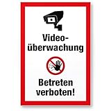 Komma Security Videoüberwachung Betreten Verboten Kunststoff Schild - Achtung Vorsicht Videoüberwachung - Hinweis Hinweisschild Videoüberwacht - Hinweis Mehrsprachig Sprachen