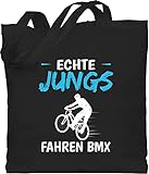 Shirtracer Fahrrad Bekleidung Radsport - Echte Jungs fahren BMX - Unisize - Schwarz - Geschenk - WM101 - Stoffbeutel aus Baumwolle Jutebeutel lange Henkel