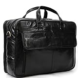 SHYOD Aktentasche für Mann-große Kapazitäts-Computer-Beutel-Kuh-Leder-Kurier-Beutel-Handtasche für Männer Schwarz Business Taschen (Color : Black, Size : 45x32cm)
