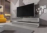 WFL GROUP Moderner TV Schrank Für Wandmontage - Fernsehschrank - 140 cm - Bis zu 60' TV - Grau Hochglanz
