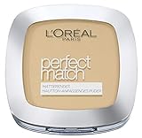 L'Oréal Paris Puder Make up, Mattierendes Kompaktpuder mit LSF 8, Inkl. Spiegel und Schwamm, Perfect Match Puder, Nr. 3.D/3.W Golden Beige, 9 g