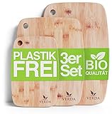 VERDA®️ Bio Bambus Schneidebretter 3er Set - 33x22cm / 28x22 cm/ 22x15 cm - FSC zertifiziertes Holz-Brett für die Küche - Holzschneidebrett - Schneidebretter aus Holz