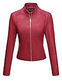 BELLIVERA Damen PU Lederjacke (3 Farben), Bikerjacke mit Reißverschluss, Kurze Jacke für Herbst, Frühling, M