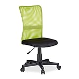 Relaxdays Bürostuhl, höhenverstellbarer Kinder Drehstuhl, ergonomisch, 90 kg belastbar, HxBxT: 102 x 55 x 55 cm, grün