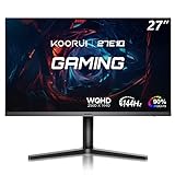 KOORUI 27 Zoll QHD Gaming Monitor 144 Hz, 1ms, DCI-P3 90% Farbumfangs, FreeSync G-Sync Compatible, höhenverstellbar (2560x1440, HDMI, DisplayPort) schwarz