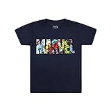 Marvel Jungen Logo Characters T-Shirt, blau (Marineblau), 11-12 Jahre
