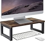 OROPY Vintage Holz Monitorständer, PC Bildschirm Ständer, Computer Standhalter für Laptop, Notebook, PC, Schreibtischaufsatz mit Stauraum für Haushalt und Büro, Dunkelbraun，40 x 23 x 14
