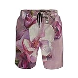 LUNLUMO Amazing Magnolia Blossom Pattern Herren Boardshorts Badeshorts Strandshorts mit Taschen Slim Fit, 1, Large