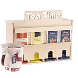 INEXTERIOR TeaTower - Teebeutelspender für 80 Teebeutel und 4 Sorten - Teebox zu Aufbewahrung von Tee - zum stehen oder hängen