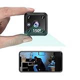 TeamMe Mini Kamera 1080P HD WLAN IP Kamera mit Akk Videoanrufkamera Nanny Sicherheitskamera für Innen Aussen mit Bewegungserfassung und Nachtsicht, Fernzugriff, Zeitpläne, Schwarz