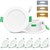 ALUSSO LIGHTING LED Einbaustrahler 230V 7W Dimmbar 68mm, IP44 Einbauleuchten Für Badezimmer Küche, 3000K/4000K/6500K Einbauspots, Rund Weiss 6er S