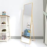 Ganzkörperspiegel Stehspiegel mit Goldenem Metallrahmen Bodenspiegel,Standspiegel 140x40cm HD großer Ganzkörperspiegel Spiegel für Schlafzimmer, Wohnzimmer, Flur und Garderobe, Rechteckig